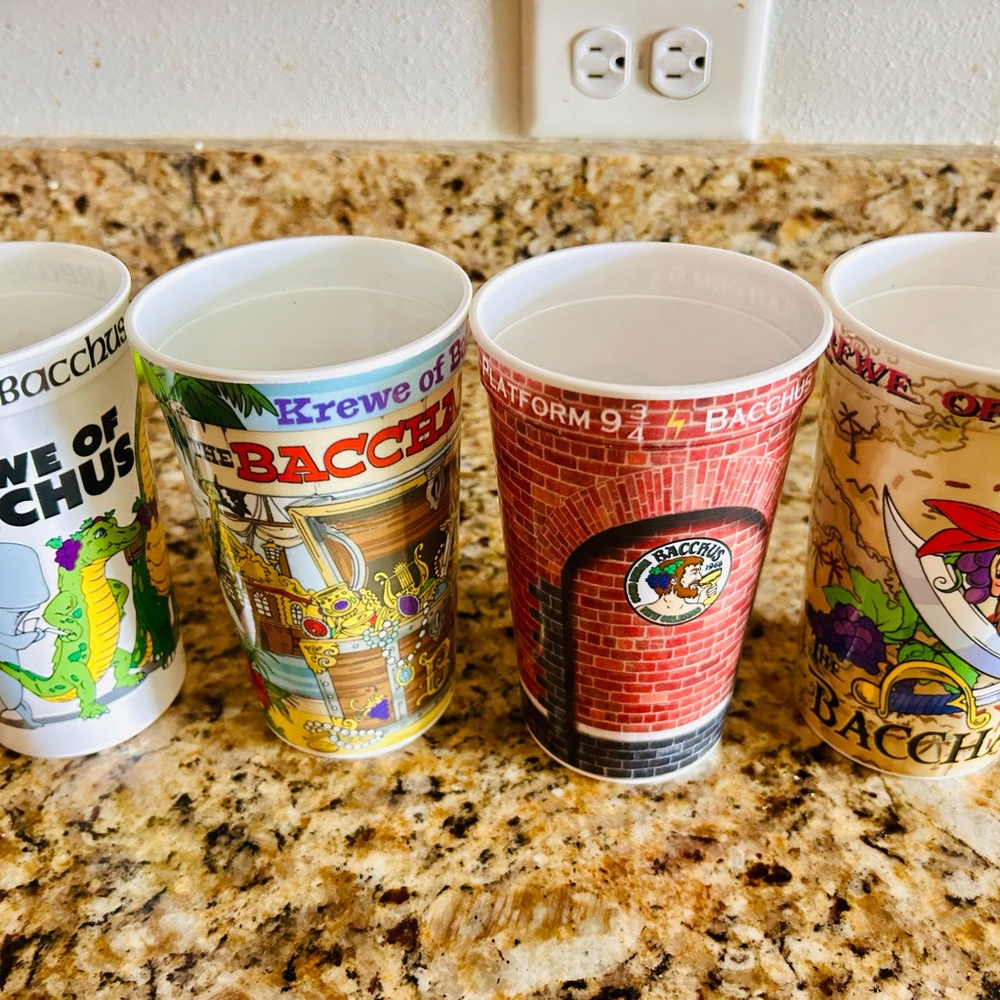 Set Of 4 Bacchus Mardi Gras Classic Cups